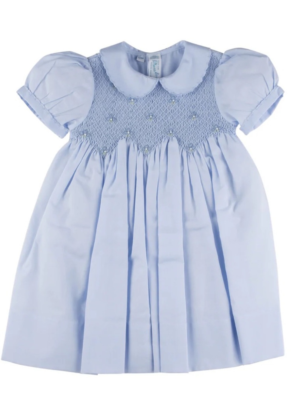 NWT Feltman Brothers blue girls toddler baby smocked dress pearl 12 months